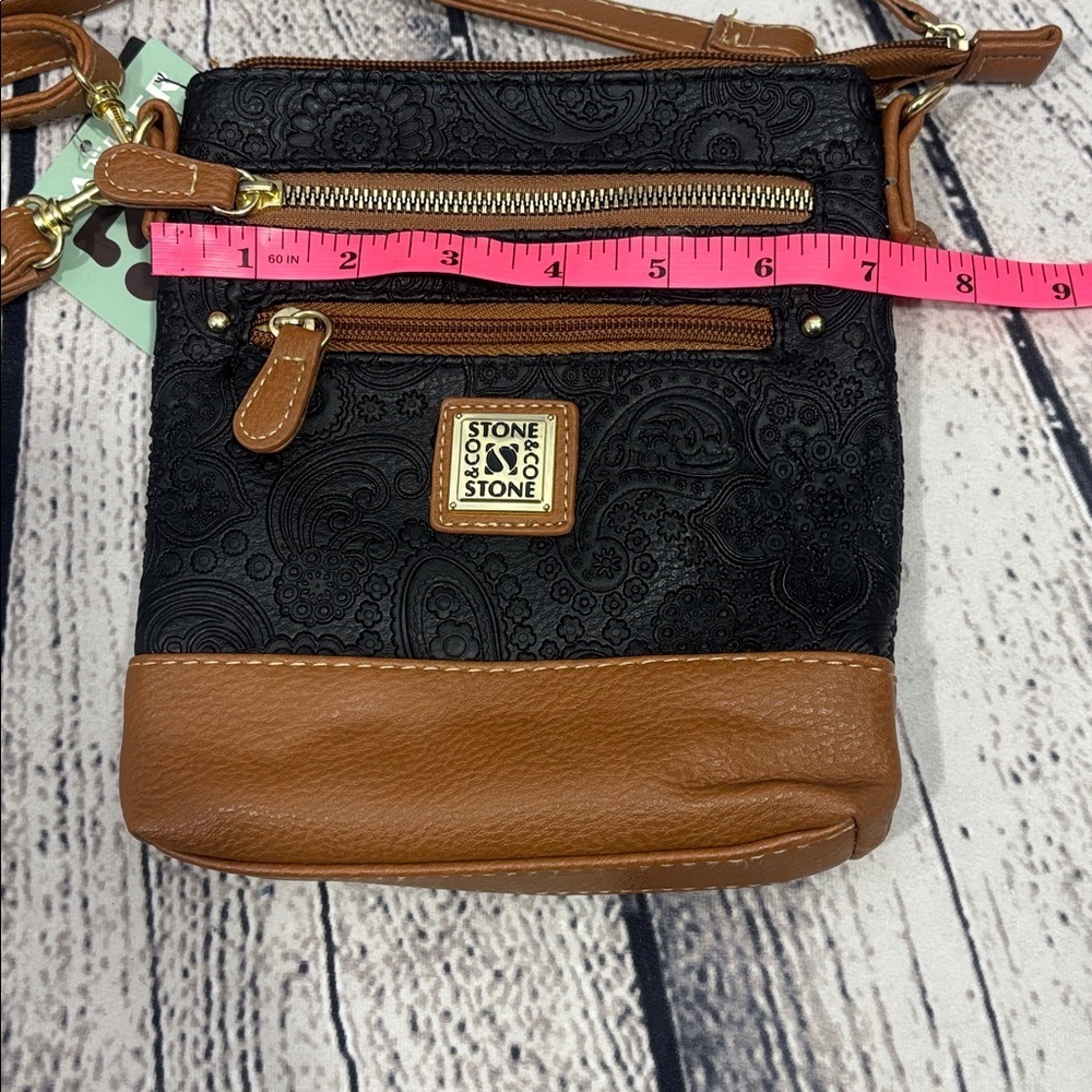 Stone & Co. Black and Tan Embossed Crossbody Bag - Picture 11 of 11